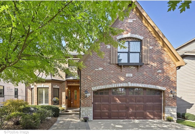 view of front of property with a garage