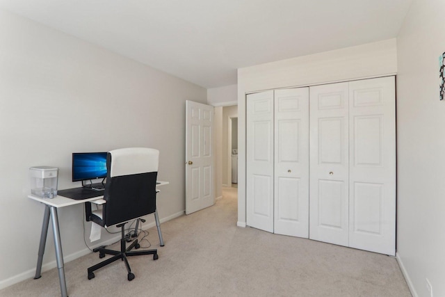 office area with light colored carpet