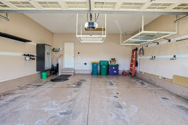 garage with a garage door opener