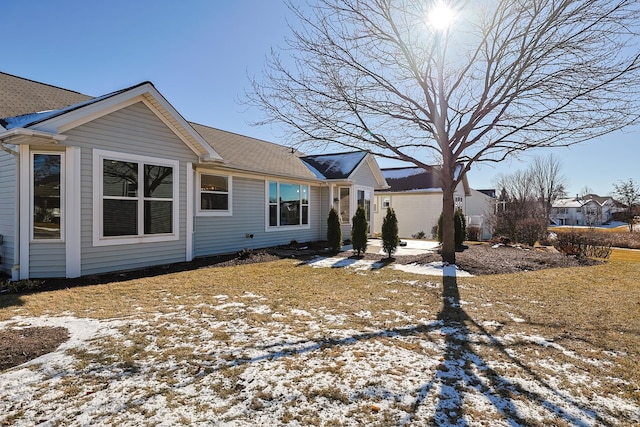 view of snow covered property