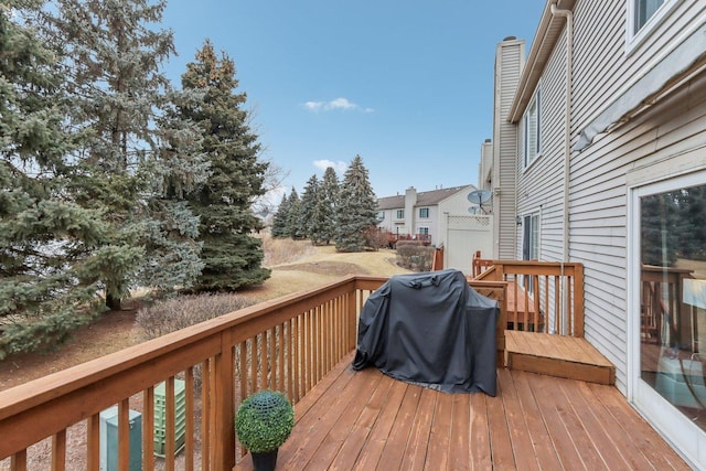 deck featuring area for grilling