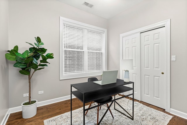 office featuring dark hardwood / wood-style floors