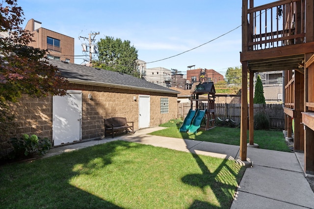 view of yard with a playground