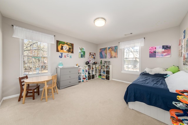 bedroom with carpet