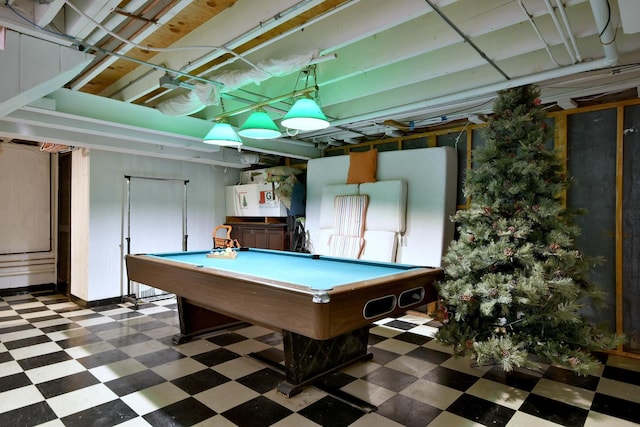 rec room with dark floors and pool table