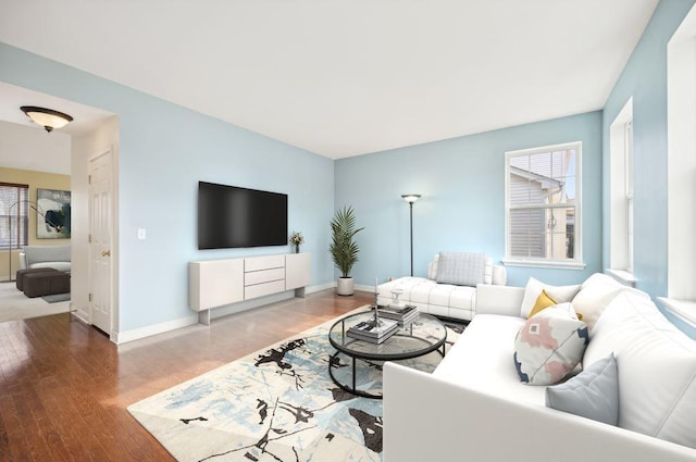 living room with wood-type flooring