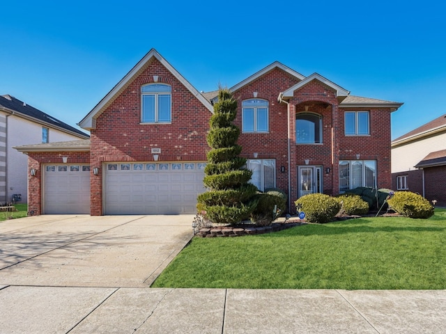 view of front of property with a garage and a front yard