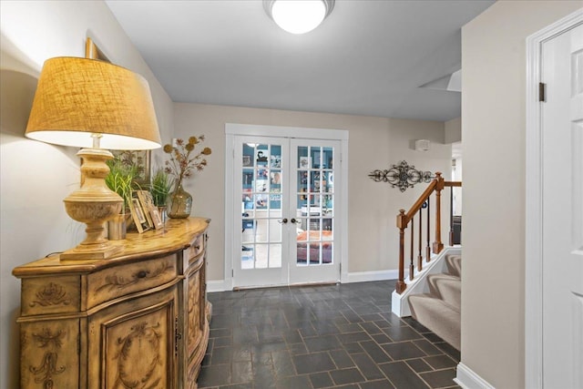 foyer featuring french doors