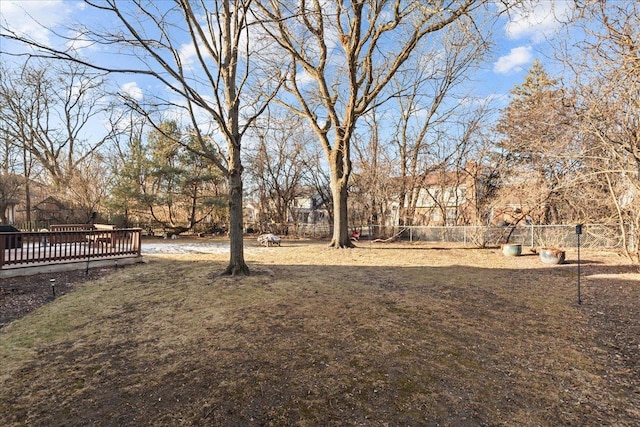 view of yard with a deck