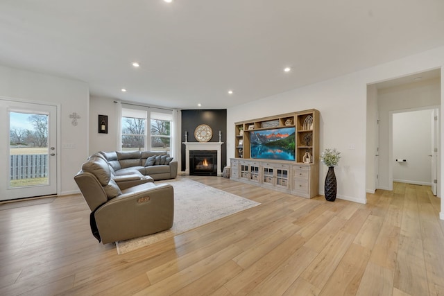 living room featuring light hardwood / wood-style flooring