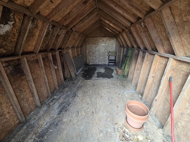 view of unfinished attic