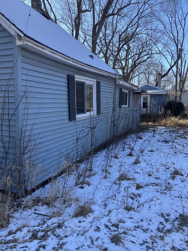 view of snow covered exterior