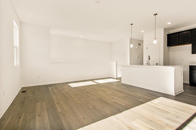 interior space featuring dark hardwood / wood-style floors and sink