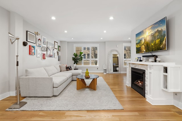 living room featuring light hardwood / wood-style flooring