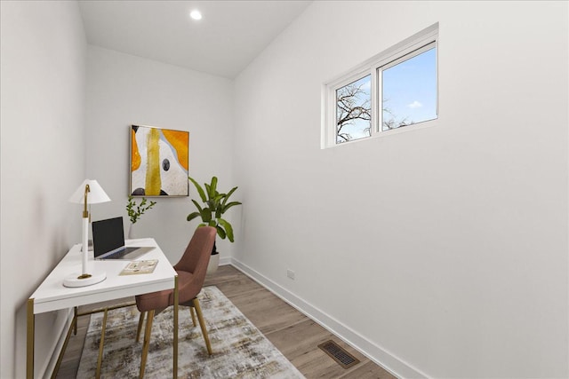 office area featuring wood-type flooring