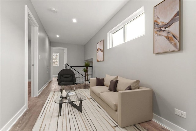 living room featuring light wood-type flooring