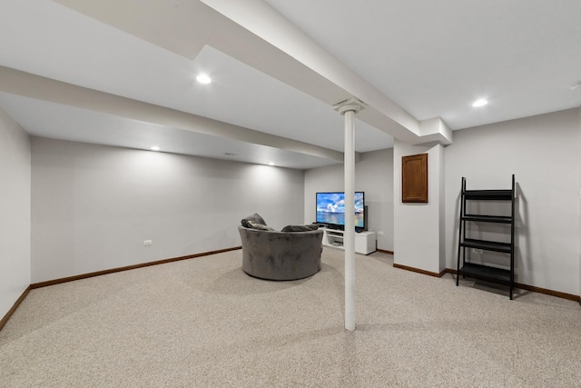 sitting room featuring carpet flooring