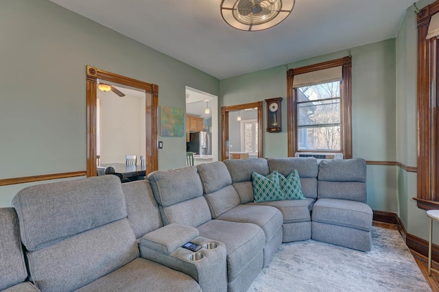 living room with hardwood / wood-style floors