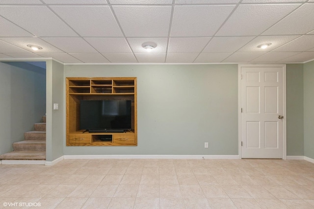 basement with a drop ceiling