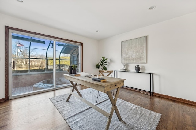 office with hardwood / wood-style floors