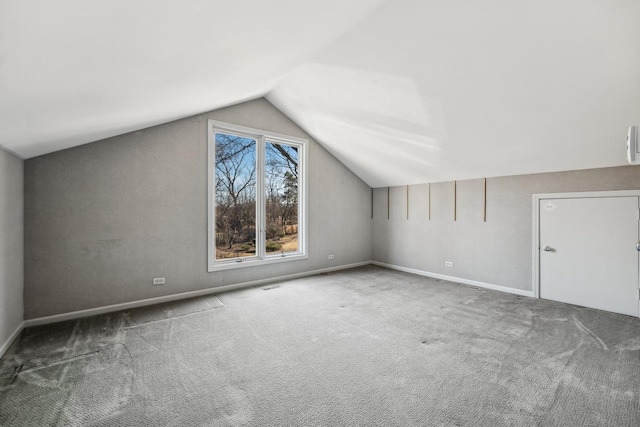 additional living space with lofted ceiling and carpet floors