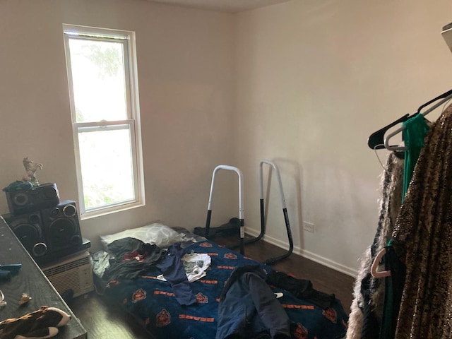 bedroom featuring dark hardwood / wood-style flooring