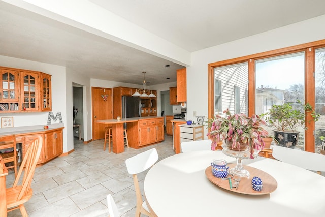 dining room with light tile patterned floors