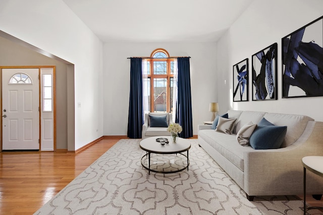 living room with light wood-type flooring