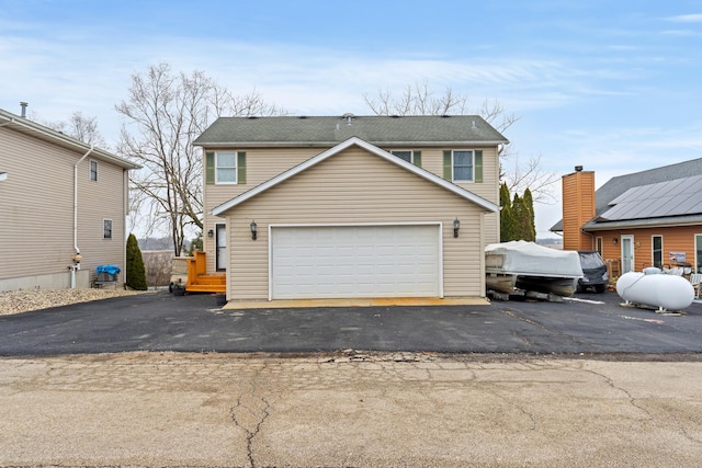 exterior space with a garage