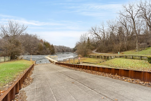 view of street featuring a water view