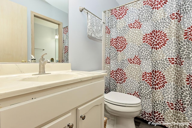 bathroom with vanity and toilet