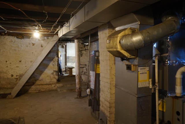 basement featuring water heater