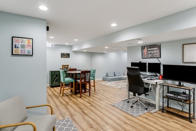 office featuring light hardwood / wood-style flooring