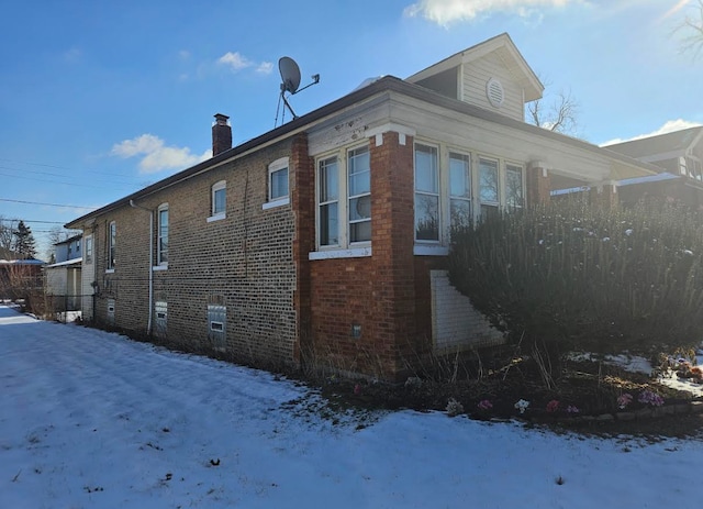 view of snow covered exterior