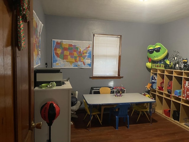 playroom with hardwood / wood-style flooring