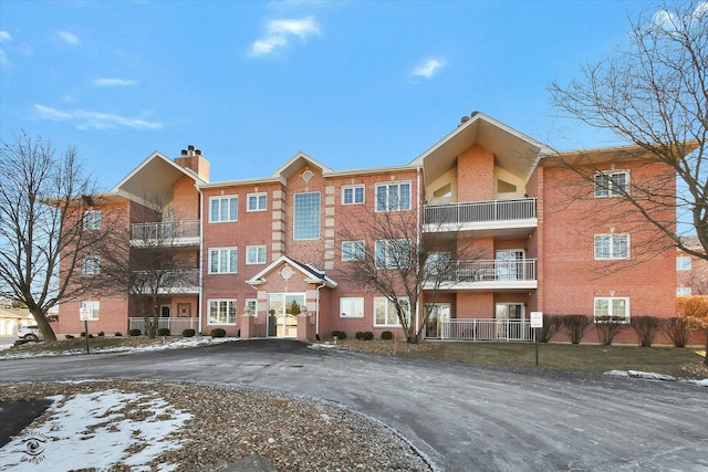 view of snow covered property