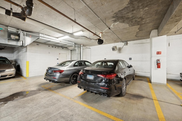 garage with a garage door opener