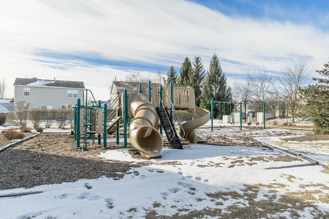 view of snow covered playground