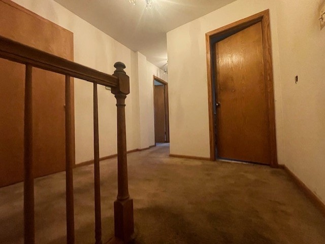 hall featuring carpet flooring