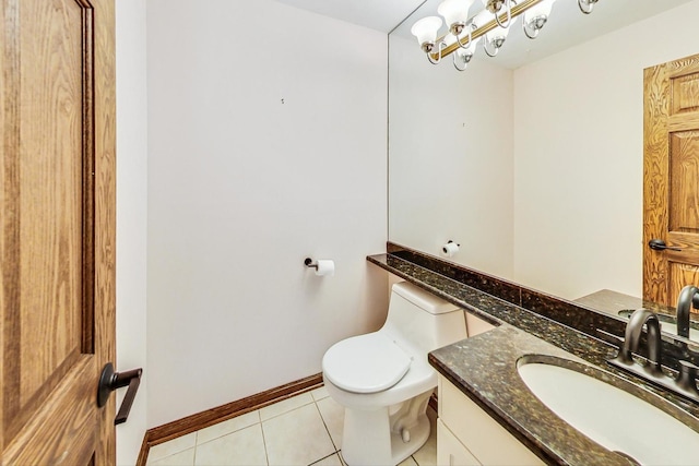 bathroom with vanity, tile patterned floors, and toilet