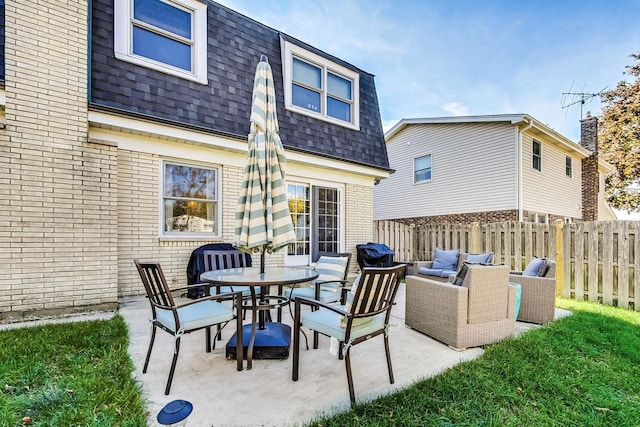 view of patio featuring an outdoor living space