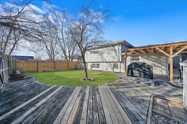 deck with a lawn