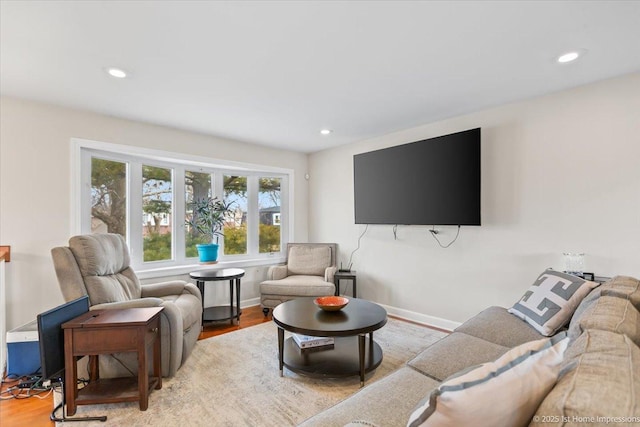 living room with light wood-type flooring