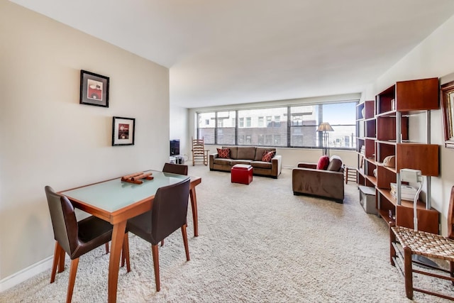 view of carpeted dining room