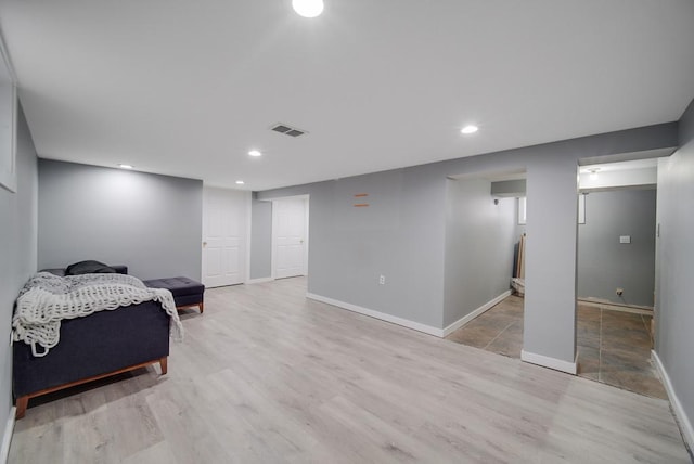 living area featuring light hardwood / wood-style flooring