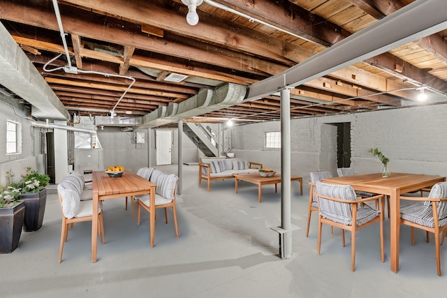 basement with plenty of natural light