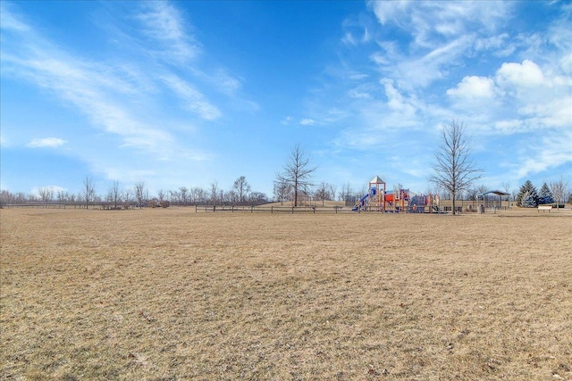 view of yard with a playground