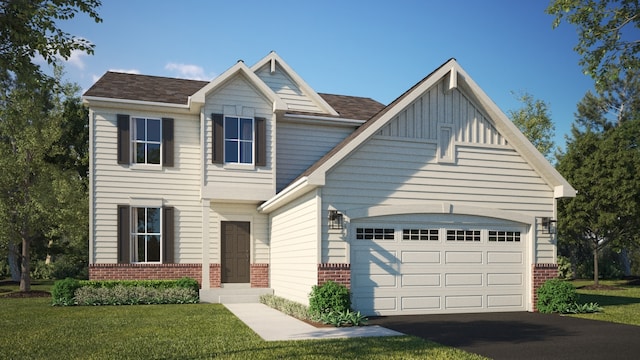 view of front of home featuring a garage and a front yard