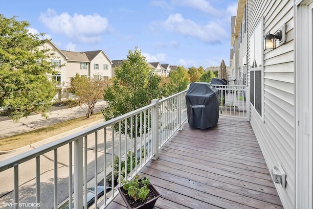 wooden terrace with grilling area