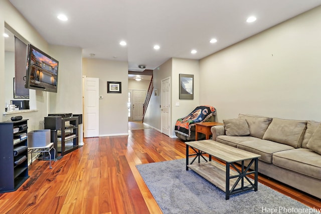 living room with hardwood / wood-style floors